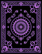 Purple Floral Medallion Bordered Rug