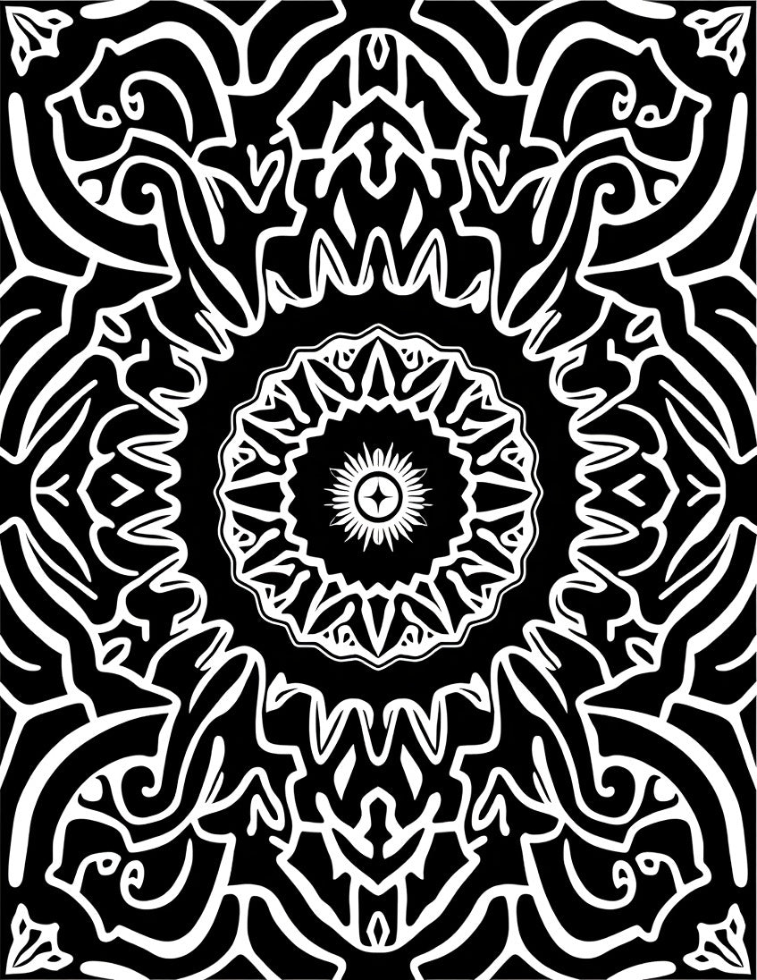 Monochromatic Intricate Radial Abstract Pattern Rug