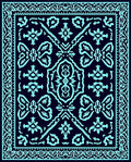 Aqua Floral Symmetrical Pattern Rug