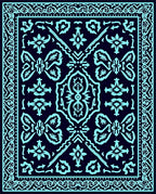 Aqua Floral Symmetrical Pattern Rug