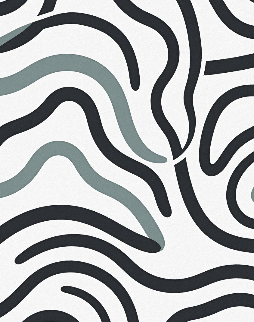 Abstract Wavy Dark Teal Pattern Rug