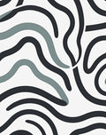 Abstract Wavy Dark Teal Pattern Rug