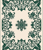 Ornate Green Floral Filigree Pattern Rug
