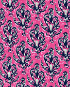 Ornate Pink Navy Floral Design Rug