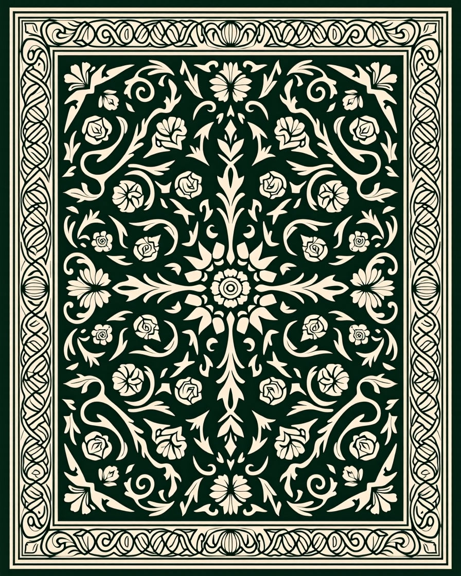 Classic Floral Scrollwork Pattern Rug