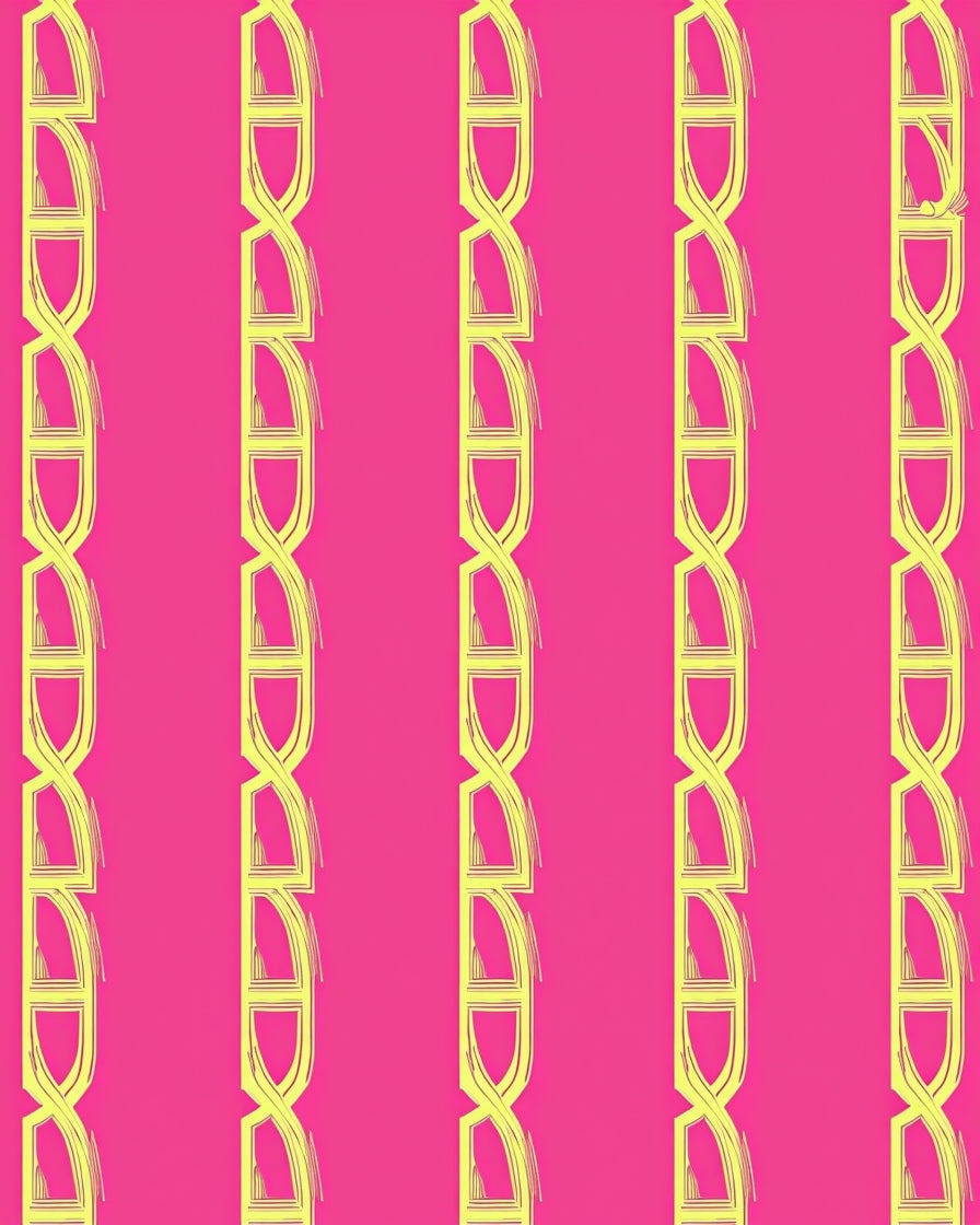 Bright Pink And Yellow Geometric Link Rug