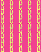 Bright Pink And Yellow Geometric Link Rug
