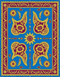 Vibrant Blue Paisley Floral Design Rug