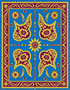 Vibrant Blue Paisley Floral Design Rug