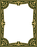 Ornate Flourish Gold Green Border Rug