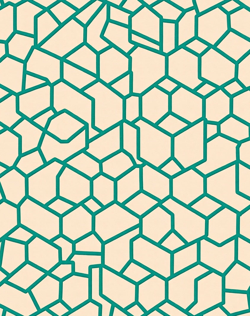 Teal Geometric Mosaic Pattern Rug