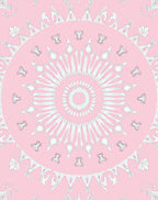 Pink White Floral Mandala Patterned Rug