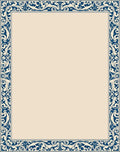Classic Blue Beige Floral Border Rug