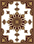 Rich Gold Maroon Ornate Mandala Rug