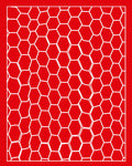 Red White Irregular Hexagon Pattern Rug