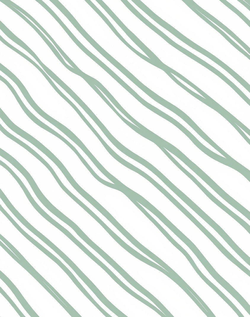 Sage Green Wavy Stripe Pattern Rug
