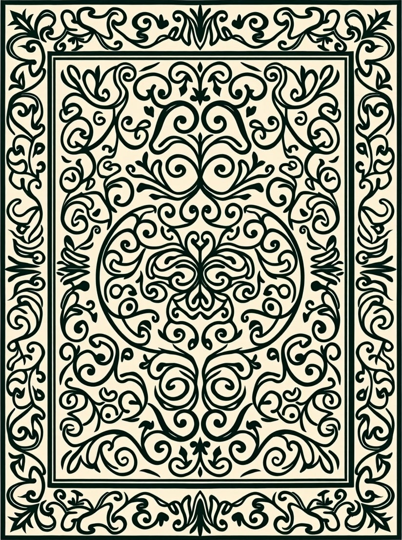 Classic Swirl Floral Scroll Pattern Rug