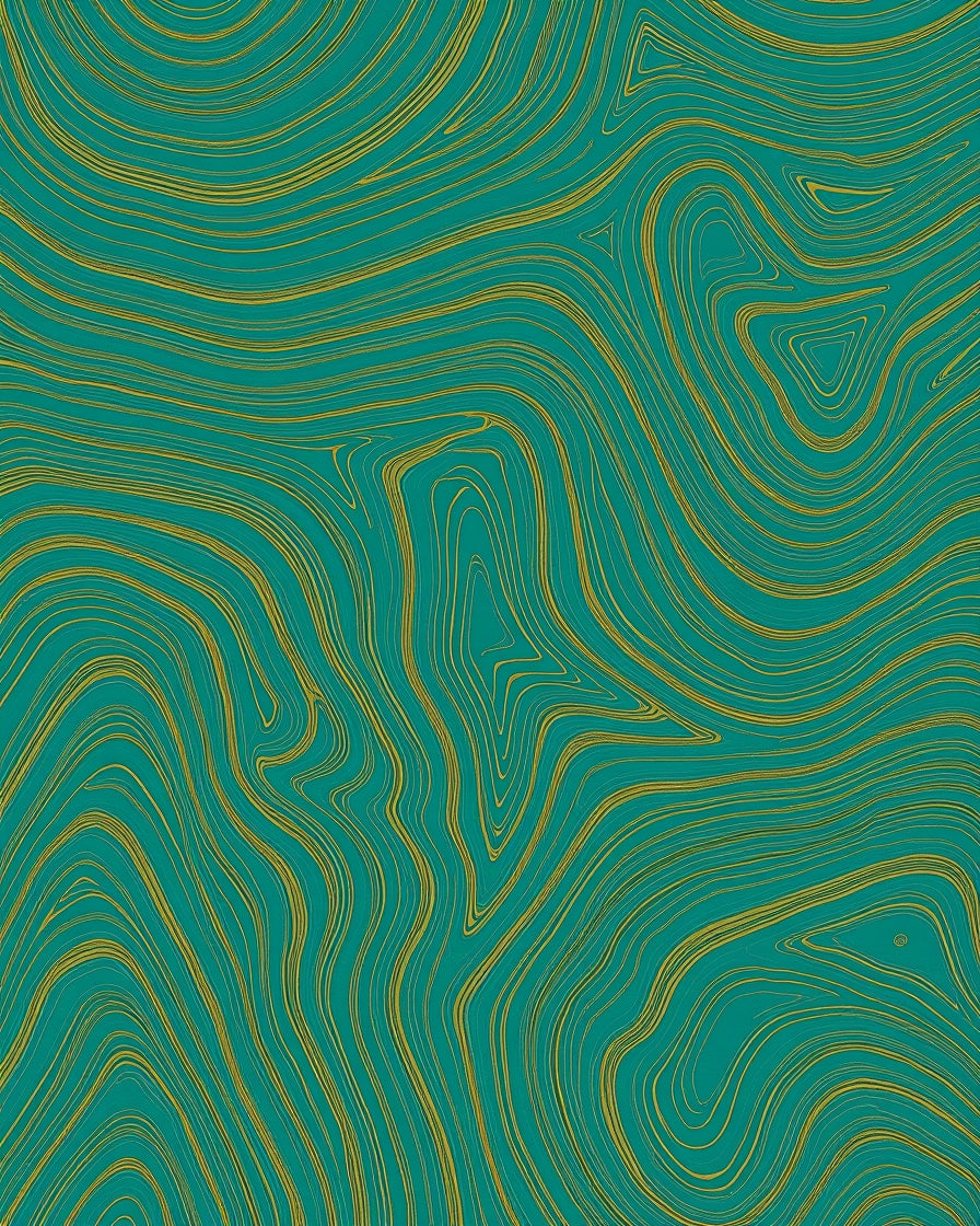 Abstract Teal Gold Swirl Rug