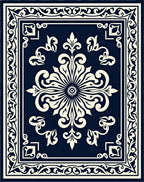 Ornate Cream Floral Navy Blue Accent Rug