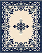 Ornate Floral Scrollwork Decorative Design Rug