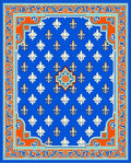 Royal Blue Fleur De Lis Pattern Rug