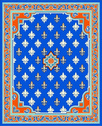 Royal Blue Fleur De Lis Pattern Rug