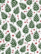 Green Leaf Red Berry Scatter Rug