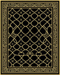 Intricate Geometric Black Gold Patterned Rug