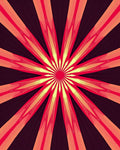 Red Sunburst Abstract Geometric Rug