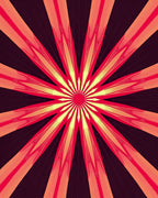 Red Sunburst Abstract Geometric Rug