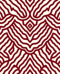 Crimson And Cream Abstract Pattern Rug