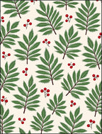 Green Fern Red Berry Botanical Spread Rug