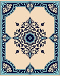 Intricate Floral Medallion Cream Navy Rug