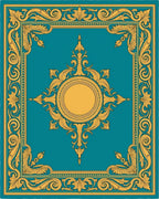 Ornate Teal Gold Baroque Design Rug