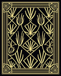 Art Deco Black Gold Geometric Pattern Rug