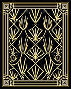 Art Deco Black Gold Geometric Pattern Rug