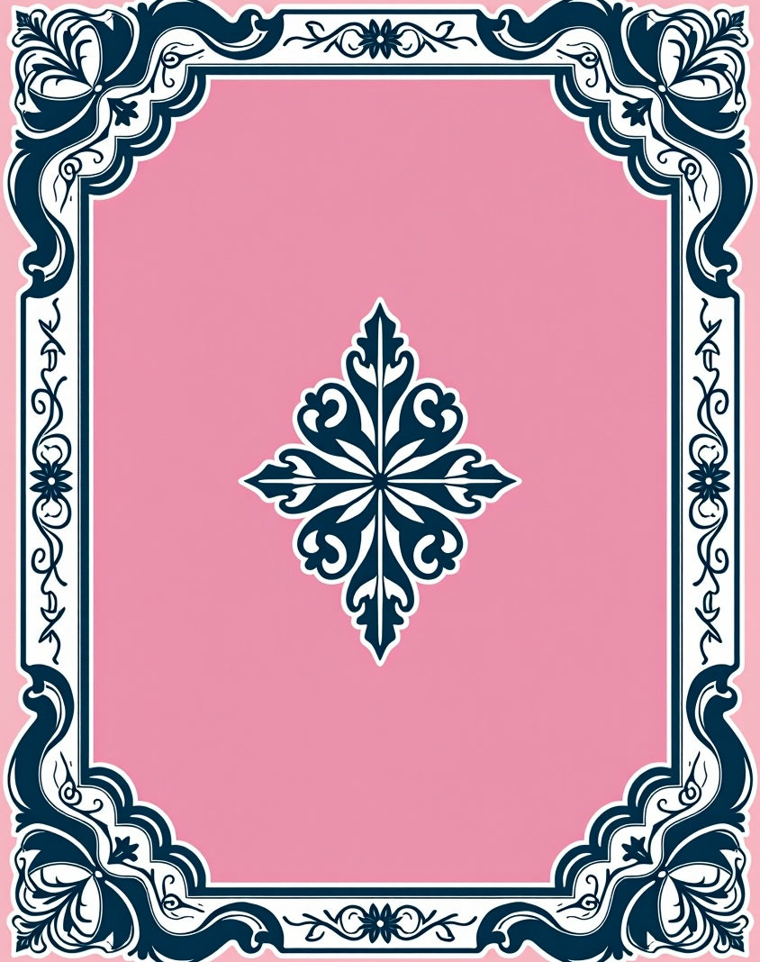 Victorian Blue Floral Frame Rug