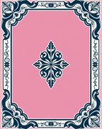 Victorian Blue Floral Frame Rug