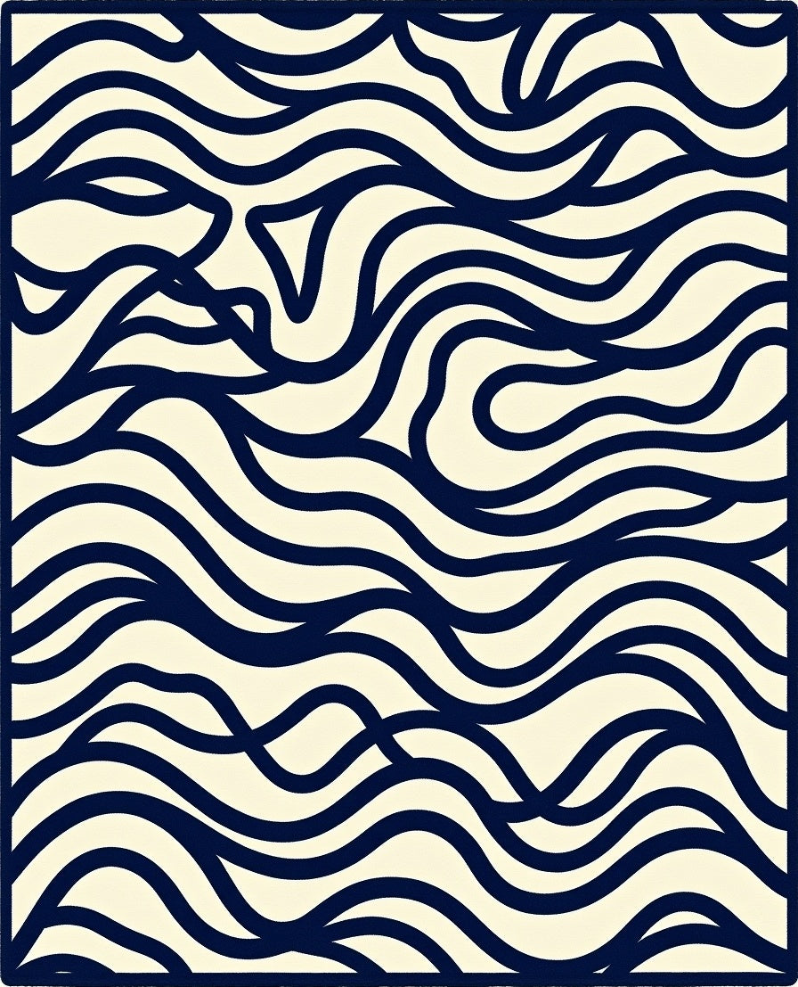 Organic Swirl Line Art Pattern Rug