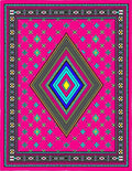 Vibrant Geometric Diamond Medallion Design Rug