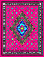 Vibrant Geometric Diamond Medallion Design Rug