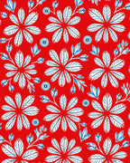 Red White Blue Floral Patterned Design Rug