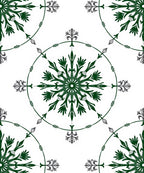 Dark Green Floral Medallion Circles Rug