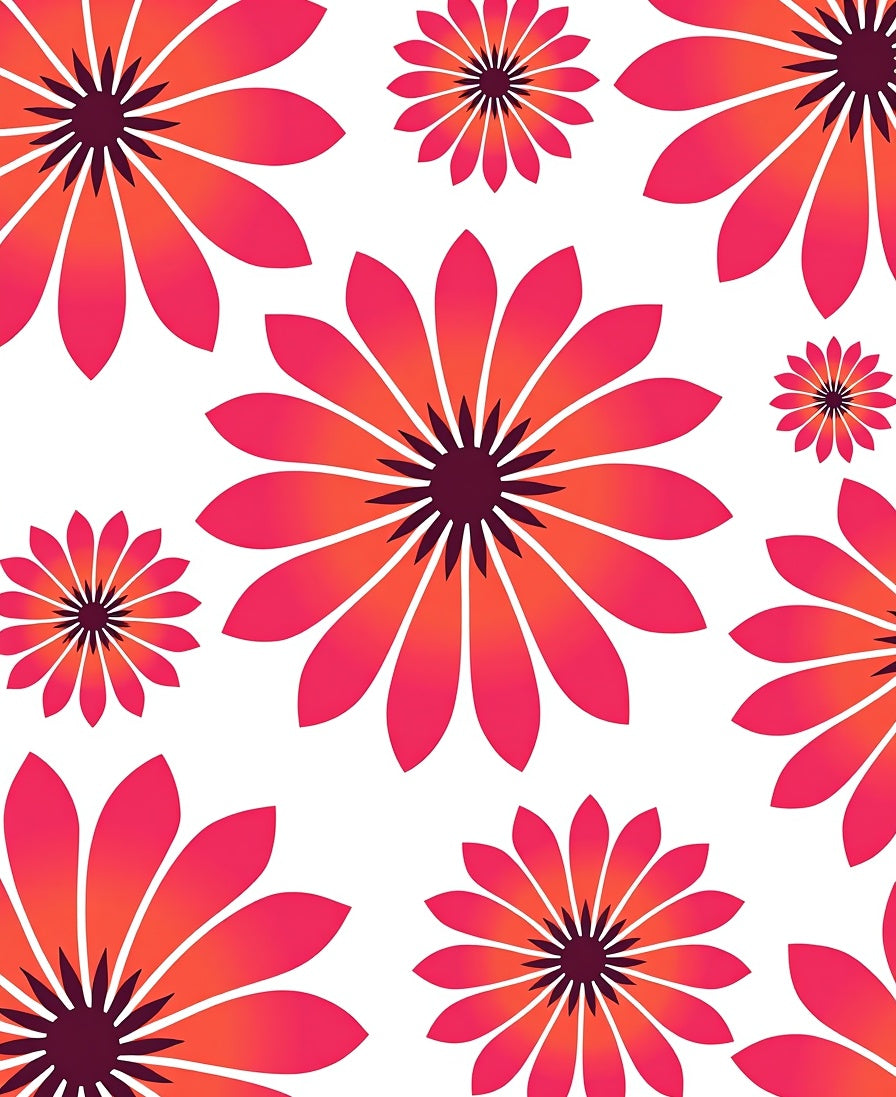 Floral Burst Pattern Red Orange Rug