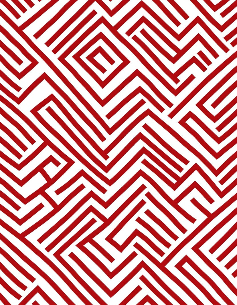 Red White Geometric Abstract Pattern Rug