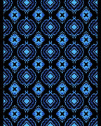 Bold Blue Geometric Diamond Pattern Rug