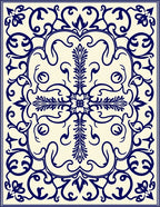 Elegant Blue Floral Medallion Pattern Rug