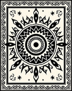 Bold Tribal Sun Mandala Design Rug