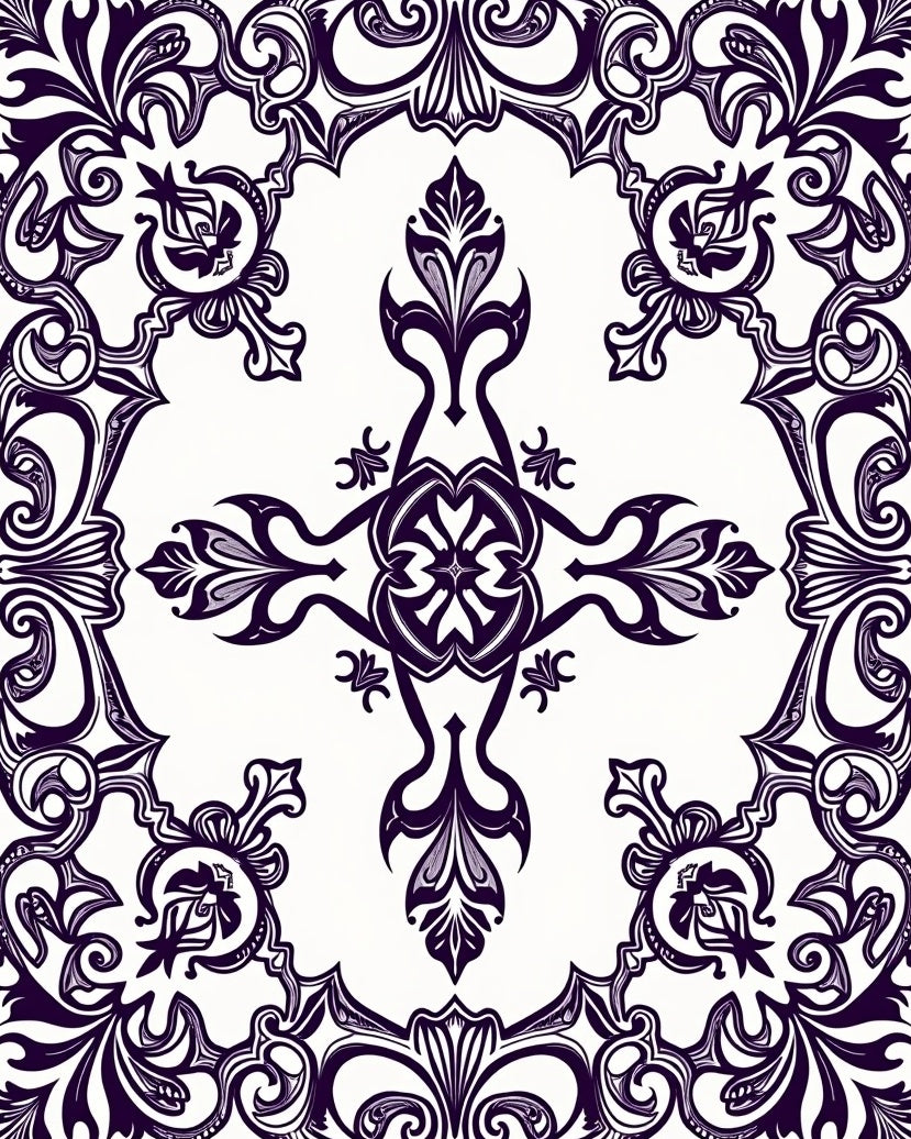 Classic Floral Filigree Pattern Rug