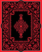 Bold Red Floral Symmetry Design Rug